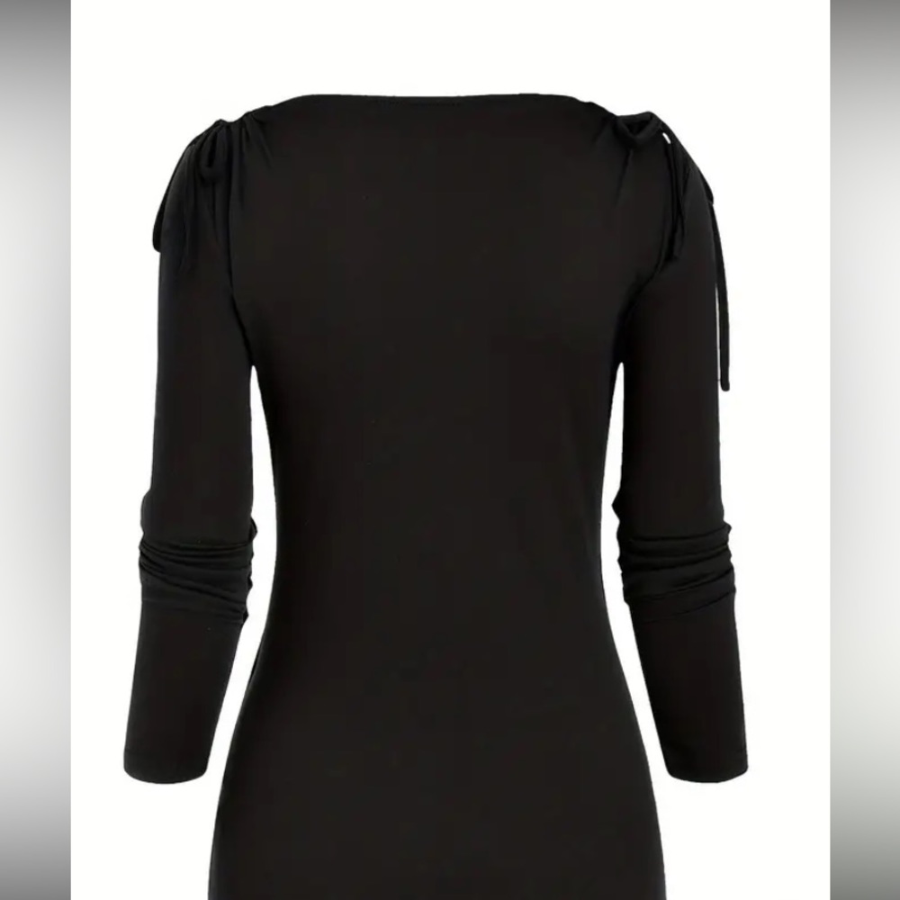 🥳 BLK RUCHED SHOULDER FRONT RING TOP SIZE XXL - Picture 2 of 4